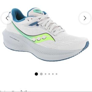 Saucony Women's White Running Shoes with Neon accent. Triumph 21
